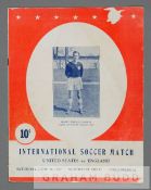 Official programme for an international soccer match billed as United States v England, played at