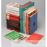 A collection of football books, including a group of six bound volumes of Athletic News Football