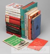 A collection of football books, including a group of six bound volumes of Athletic News Football