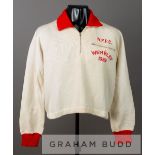 Chic Thomson red and white Nottingham Forest FC Wembley FA Cup final goalkeepers tracksuit top, held