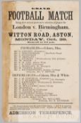 Rare and exceptionally early football programme issued for the Birmingham FA Probables v Improbables