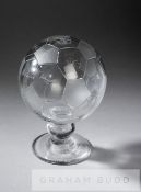 Glass football trophy commemorating Arsenal's victory over Manchester United in the F.A. Cup Final