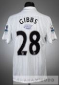 Kieran Gibbs white and claret pinstripe Arsenal no.28 third choice jersey, season 2009-10, short-