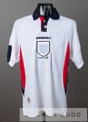 Tony Adams white England No.5 home jersey, circa 1998, by Umbro, short-sleeved with embroidered