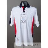 Tony Adams white England No.5 home jersey, circa 1998, by Umbro, short-sleeved with embroidered