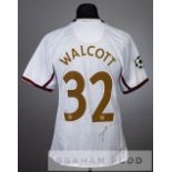 Theo Walcott signed white and claret Arsenal No.32 away jersey v Liverpool in the UEFA Champions