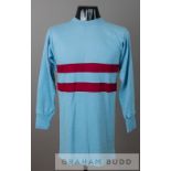 An early example of a replica jersey being a Bobby Moore blue and two claret hoops West Ham United