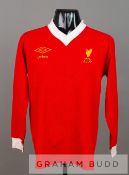 Tommy Smith red Liverpool no.4 home jersey, season 1976-77, by Umbro, long-sleeved with