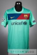 Sergi Gomez cool mint Barcelona no.33 away jersey v Arsenal in the UEFA Champions League Round of 16