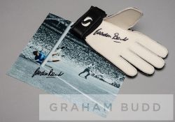 Gordon Banks signed goalkeeper's glove and photograph of his greatest save of all time at the 1970