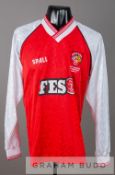 Dougie Lawrie red and white Stirling Albion no.5 2nd Division Champions jersey 1990-91, by Spall,