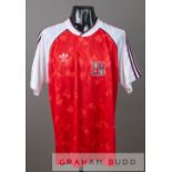 Red and white Czechoslovakia no.8 jersey, circa 1991, by Adidas, short-sleeved with embroidered