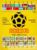 Yellow English language edition of the Mexico 1970 World Cup Official programme, reasonably good