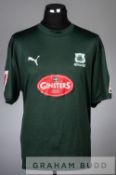 Rory Fallon green and white Plymouth Argyle no.14 away jersey, season 2007-08, short-sleeved with