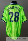 Luke Cornwall lime green and navy Fulham no.28 away jersey, season 1999-2000, by Adidas, short-