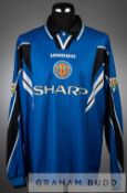 Gary Pallister blue and white Manchester United no.6 third choice jersey, season 1997-98, long-