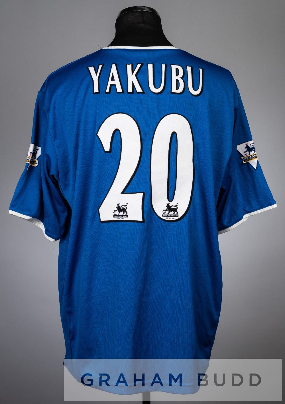 Yakubu signed blue and white Portsmouth no.20 home jersey, season 2003-04, short-sleeved with - Image 2 of 2