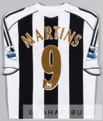 Obafemi Martins black and white Newcastle United no.9 home jersey, season 2006-07, short-sleeved