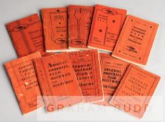 Unbroken run of ten Arsenal Football Club handbooks dating between seasons 1930-31 and 1939-40, some