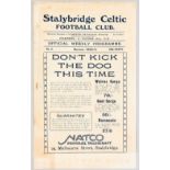 Stalybridge Celtic v Tranmere Rovers Cheshire League programme 8th September 1923, four-page printed