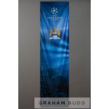 Large Manchester City 2021 UEFA Champions League Final official fabric banner, blue skyline city