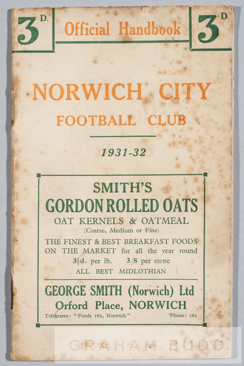 Norwich City FC official handbook, season 1931-32, 64-page booklet with cover, featuring fixtures,