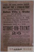 L&NW Railway Football League match Aston Villa v Stoke Half-Day Excursion advertisement, played at