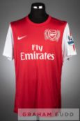 Thierry Henry signed red and white Arsenal no.12 home jersey, season 2011-12, short-sleeved with