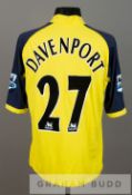Calum Davenport yellow and navy Tottenham Hotspur no.27 third change jersey, season 2005-06, short-