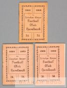 Three pre-war Tottenham Hotspur FC handbooks, dated 1933-34, 1938-39 and 1939-40, each 64-page
