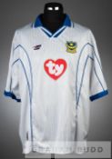 Lomana Lua Lua signed white and blue Portsmouth no.32 third choice jersey, season 2002-03, long-