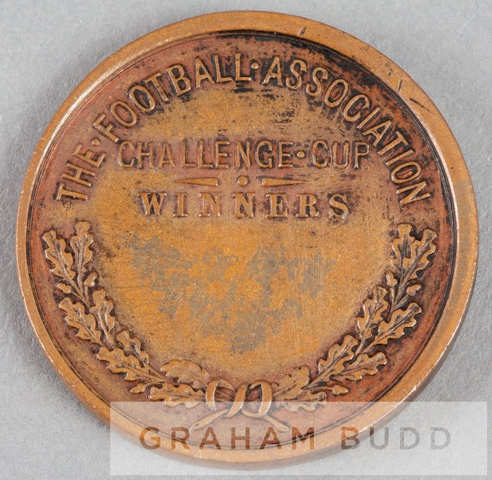 1946 F.A. Cup winner's bronze medal awarded to a Derby County player, obverse with the FA three lion - Image 2 of 2