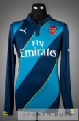 Calum Chambers navy and turquoise Arsenal No.21 away jersey v Manchester United, at Old Trafford