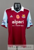 Mladen Petric claret and blue West Ham United no.30 Poppy home jersey v Aston Villa at Upton Park,