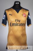 Alex Oxlade-Chamberlain gold and navy Arsenal no.15 away jersey in the Premier League, season 2015-