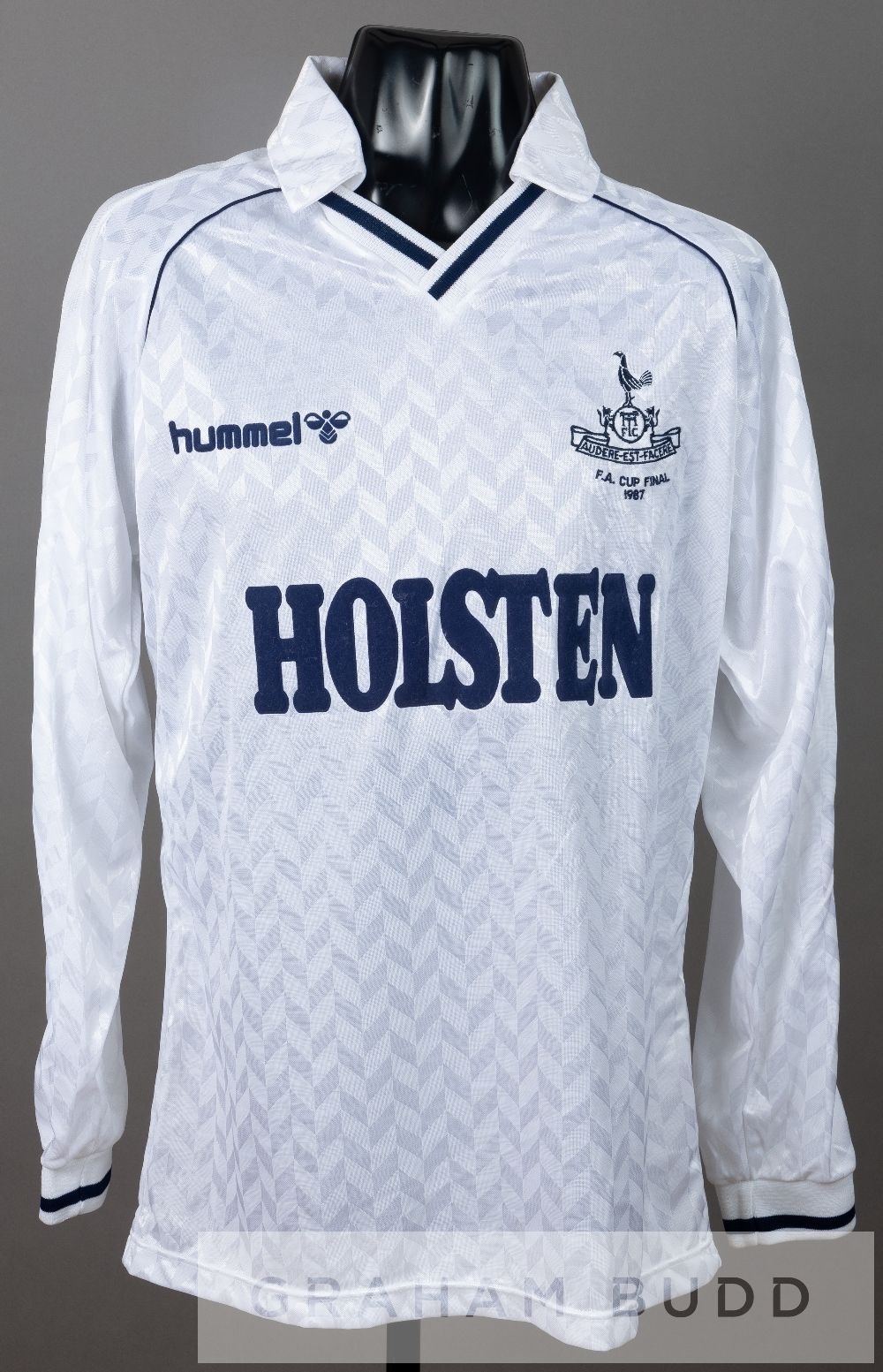 Richard Gough white Tottenham Hotspur 1987 F.A. Cup Final no.5 jersey,  by Hummel, long-sleeved