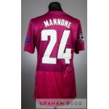 Vito Mannone pink Arsenal No.24 goalkeeper's jersey in the UEFA Champions League, season 2012-13,