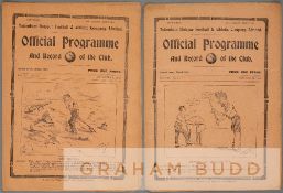 Two Tottenham Hotspur home programmes season 1914-15, Vol. VII No's. 11 & 14 v Aston Villa and