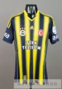 Selcuk Sahin navy and yellow Fenerbahce no.21 jersey v Galatasaray in the Turkish Super Cup final,