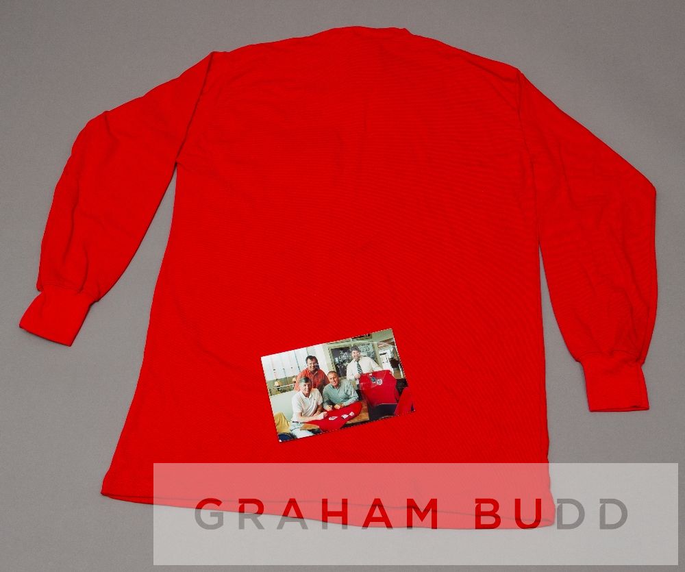 Martin Peters, Geoff Hurst, Roger Hunt and Alan Ball signed red England 1966 replica jersey, by - Image 2 of 2