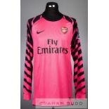 Lukasz Fabianski pink and black Arsenal No.21 goalkeeper's fourth choice jersey, season 2010-11,