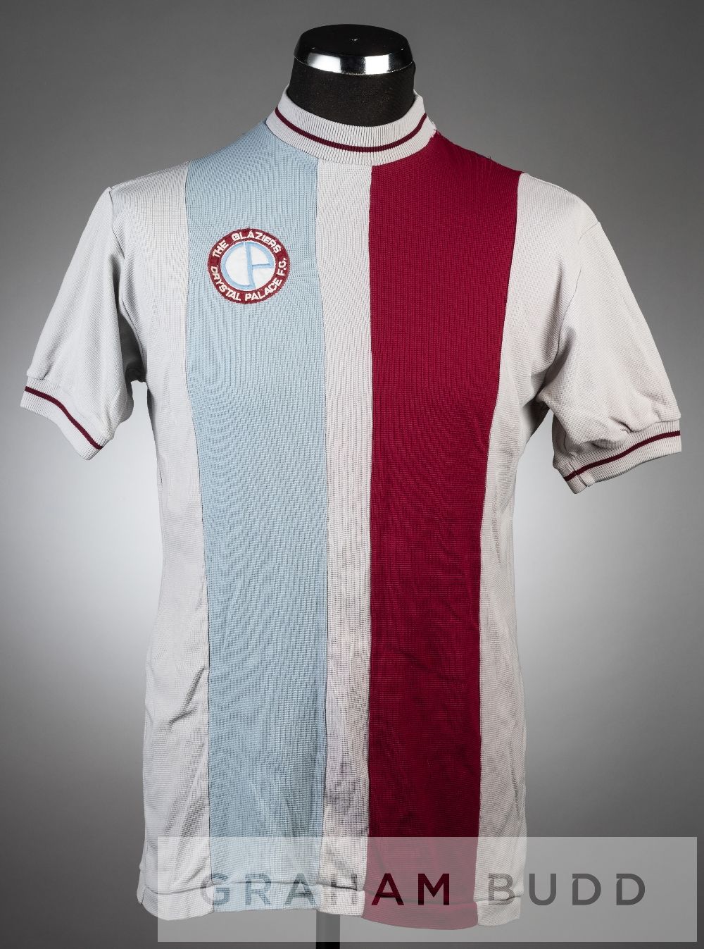 Blue, claret and grey Crystal Palace no.12 substitute's home jersey, season 1972-73, short-sleeved
