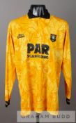 Amber and black Meadowbank Thistle no.4 jersey, season 1994-95, by Olympic, long-sleeved with club