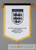 UEFA European U-21 Championship Finals England v Switzerland official presentation match pennant,