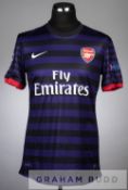 Mikel Arteta purple and black hoop Arsenal no.8 away jersey in the UEFA Champions League, season