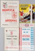 Four Arsenal programmes for overseas matches, at Racing Club Paris 10th October 1956 (benefit