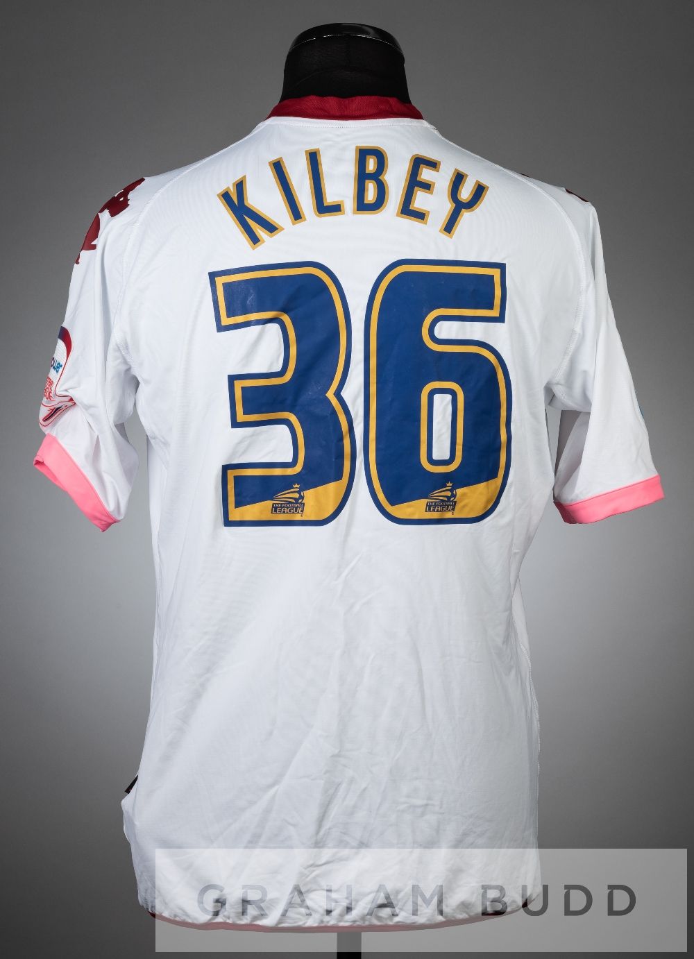 Tom Kilbey white and claret Portsmouth no.36 away jersey, season 2010-11, short-sleeved with - Image 2 of 2