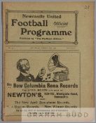 Newcastle United v Middlesbrough programme, played at St James' Park, 16th March 1912, 16-page