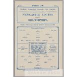 Newcastle United v Southport programme, at Hillsborough, 1st February 1932, four-page programme