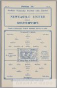Newcastle United v Southport programme, at Hillsborough, 1st February 1932, four-page programme